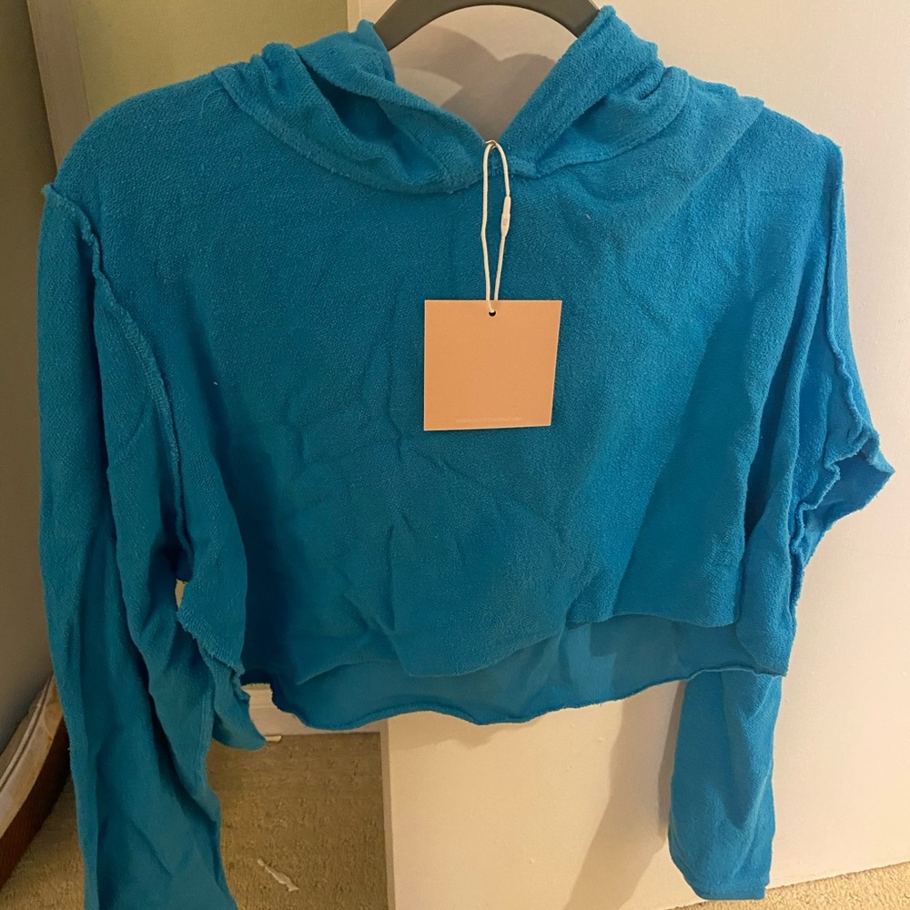 Jessie James Decker Brand Kittenish: DALLAS TURQUOISE CROPPED HOODIE
